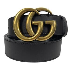 Gucci GG Buckle Marmont Thin Leather Belt Dark Brown Size 85cm/34"